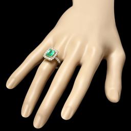 14k Gold 1.80ct Emerald 1.00ct Diamond Ring