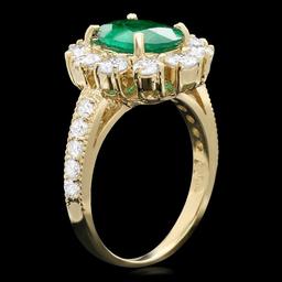 14k Gold 1.50ct Emerald 1.60ct Diamond Ring