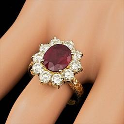 14k Yellow Gold 3.00ct Ruby 2.15ct Diamond Ring