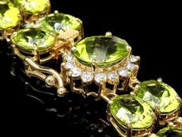 14k Gold 45ct Peridot 0.50ct Diamond Bracelet