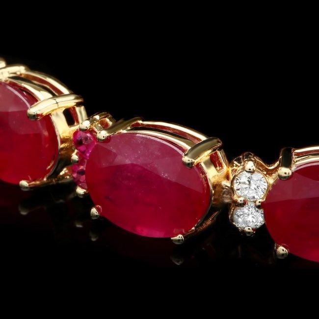 14k Gold 39.7ct Ruby 0.70ct Diamond Bracelet