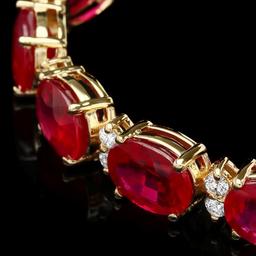 14k Gold 36.23ct Ruby 1.50ct Diamond Bracelet