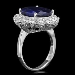 14k Gold 9.00ct Sapphire 1.50ct Diamond Ring