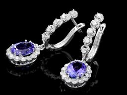 14k Gold 4ct Tanzanite 1.35ct Diamond Earrings