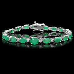 14k Gold 11.50ct Emerald 0.65ct Diamond Bracelet