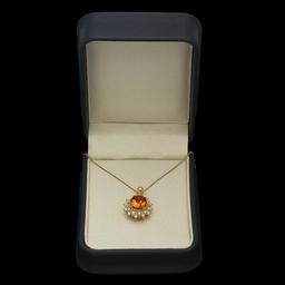 14K Gold 4.03ct Citrine 0.70ct Diamond Pendant