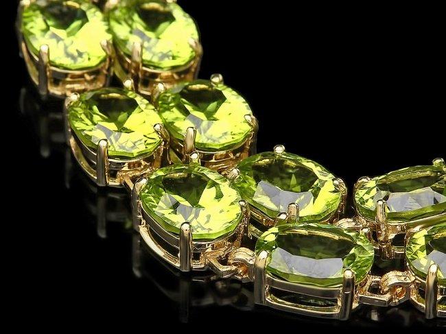 14k Gold 45ct Peridot 0.50ct Diamond Bracelet