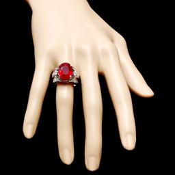 14k White Gold 12.55ct Ruby 1.20ct Diamond Ring