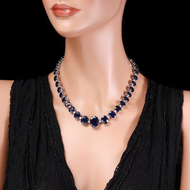 14k Gold 143ct Sapphire 4ct Diamond Necklace