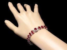 14k Gold 26.5ct Ruby 1.30ct Diamond Bracelet