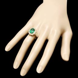 14k Gold 2.50ct Emerald 1.30ct Diamond Ring