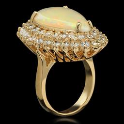 14K Gold 5.32ct Opal & 3.21ct Diamond Ring