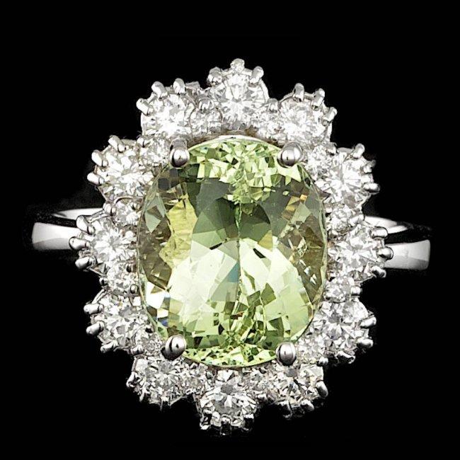 14k White Gold 4.00ct Beryl 1.25ct Diamond Ring