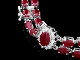 14k Gold 26.5ct Ruby 1.30ct Diamond Bracelet