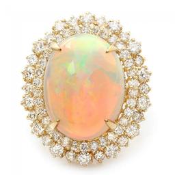 14k Yellow Gold 10.00ct Opal 2.15ct Diamond Ring