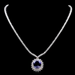 18k Gold 12ct Tanzanite 11ct Diamond Pendant