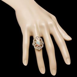 14k Yellow Gold 2.50ct Opal 1.25ct Diamond Ring