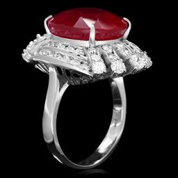 14k White Gold 15.50ct Ruby 2.10ct Diamond Ring