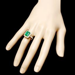 18k Yellow Gold 3.50ct Emerald 1ct Diamond Ring