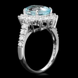 14k Gold 3.00ct Aquamarine 1.10ct Diamond Ring