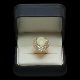 14K Gold 5.32ct Opal & 3.21ct Diamond Ring