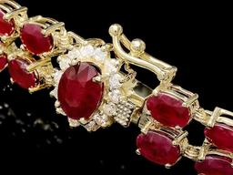 14k Gold 24.5ct Ruby 0.40ct Diamond Bracelet