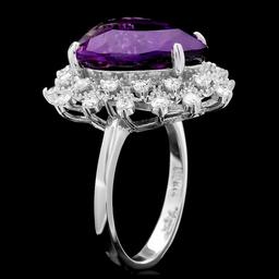 14k Gold 8.50ct Amethyst 0.90ct Diamond Ring