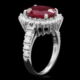 14k White Gold 5.00ct Ruby 1.15ct Diamond Ring