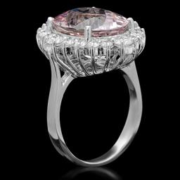 14k Gold 9.16ct Kunzite 1.35ct Diamond Ring