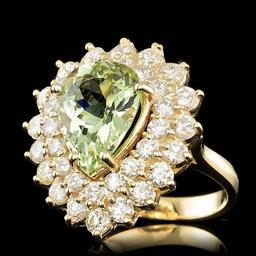 14k Yellow Gold 4.00ct Beryl 2.25ct Diamond Ring