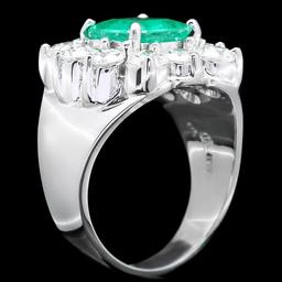 18k White Gold 2.00ct Emerald 2.60ct Diamond Ring