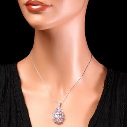 14k Gold 8.45ct Kunzite 0.17ct Diamond Pendant