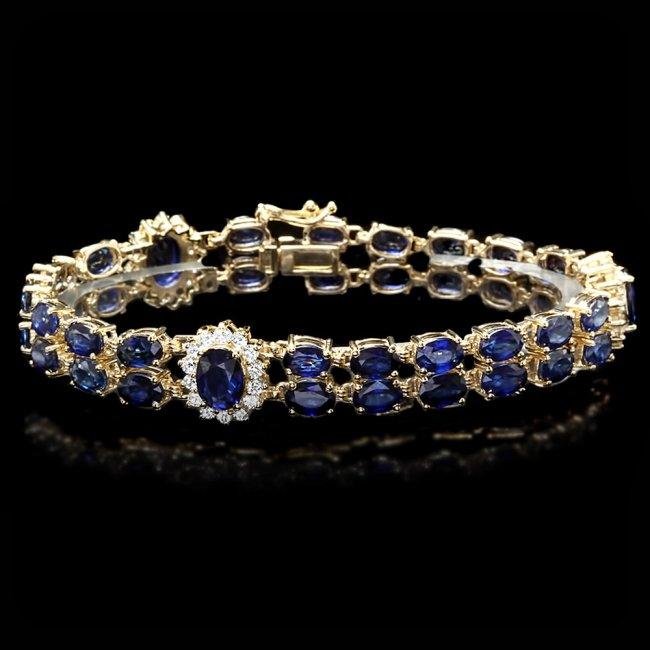 14k Gold 22ct Sapphire 1.50ct Diamond Bracelet