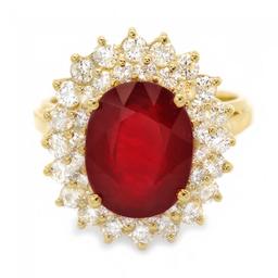 14k Yellow Gold 6.20ct Ruby 1.50ct Diamond Ring