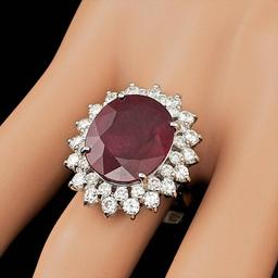 14k White Gold 11.00ct Ruby 1.80ct Diamond Ring