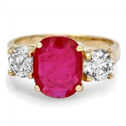 14k Yellow Gold 3.00ct Ruby 1.15ct Diamond Ring