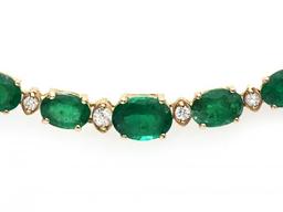 14k Gold 23ct Emerald 1.10ct Diamond Necklace