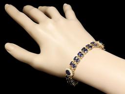 14k Gold 22ct Sapphire 1.50ct Diamond Bracelet