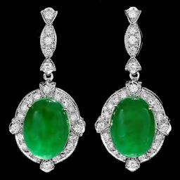 14k Gold 13.00ct Jade 1.75ct Diamond Earrings