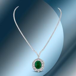 14K Gold 17.85cts Emerald & 11.72cts Diamond Necklace