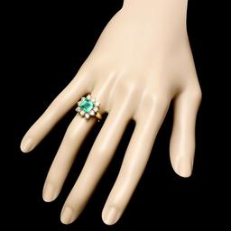 14k Gold 2.00ct Emerald 1.60ct Diamond Ring