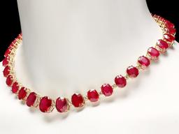 14k Gold 137ct Ruby 4.15ct Diamond Necklace