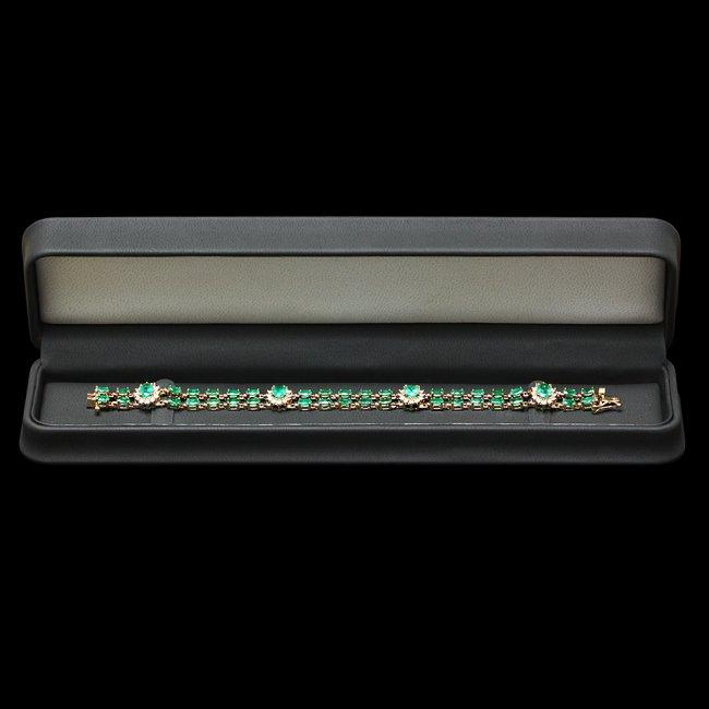 14k Gold 12.00ct Emerald 1.50ct Diamond Bracelet