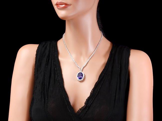 18k Gold 18.50ct Tanzanite 12ct Diamond Necklace