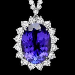 18k Gold 18.50ct Tanzanite 12ct Diamond Necklace