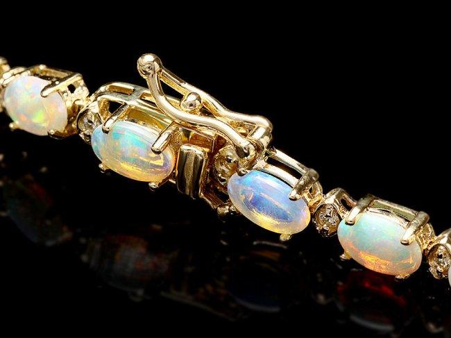 14k Gold 7.00ct Opal 0.50ct Diamond Bracelet