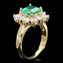 14k Gold 2.00ct Emerald 1.60ct Diamond Ring