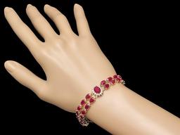 14k Yellow Gold 26ct Ruby 1.25ct Diamond Bracelet