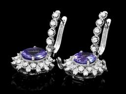 14k Gold 4.50ct Tanzanite 1.70ct Diamond Earrings