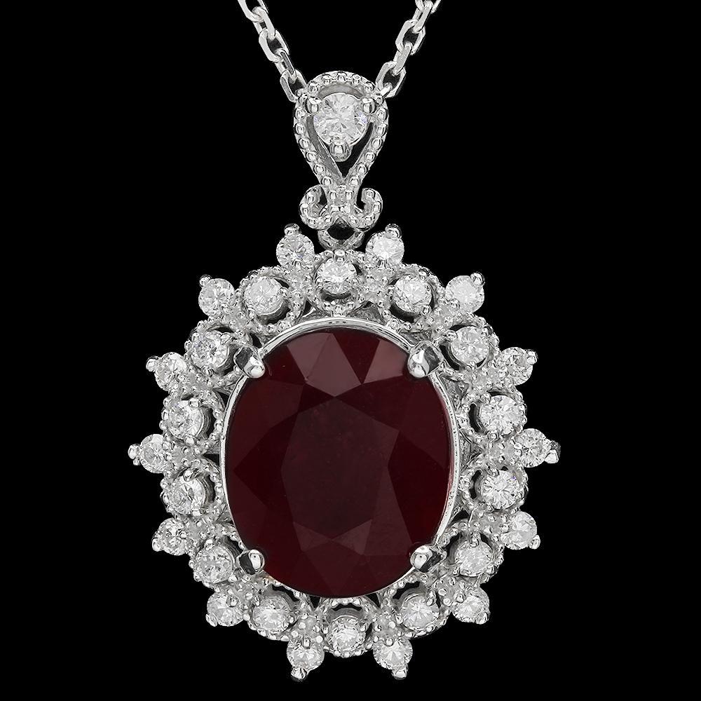 14K Gold 7.64ct Ruby 0.66ct Diamond Pendant